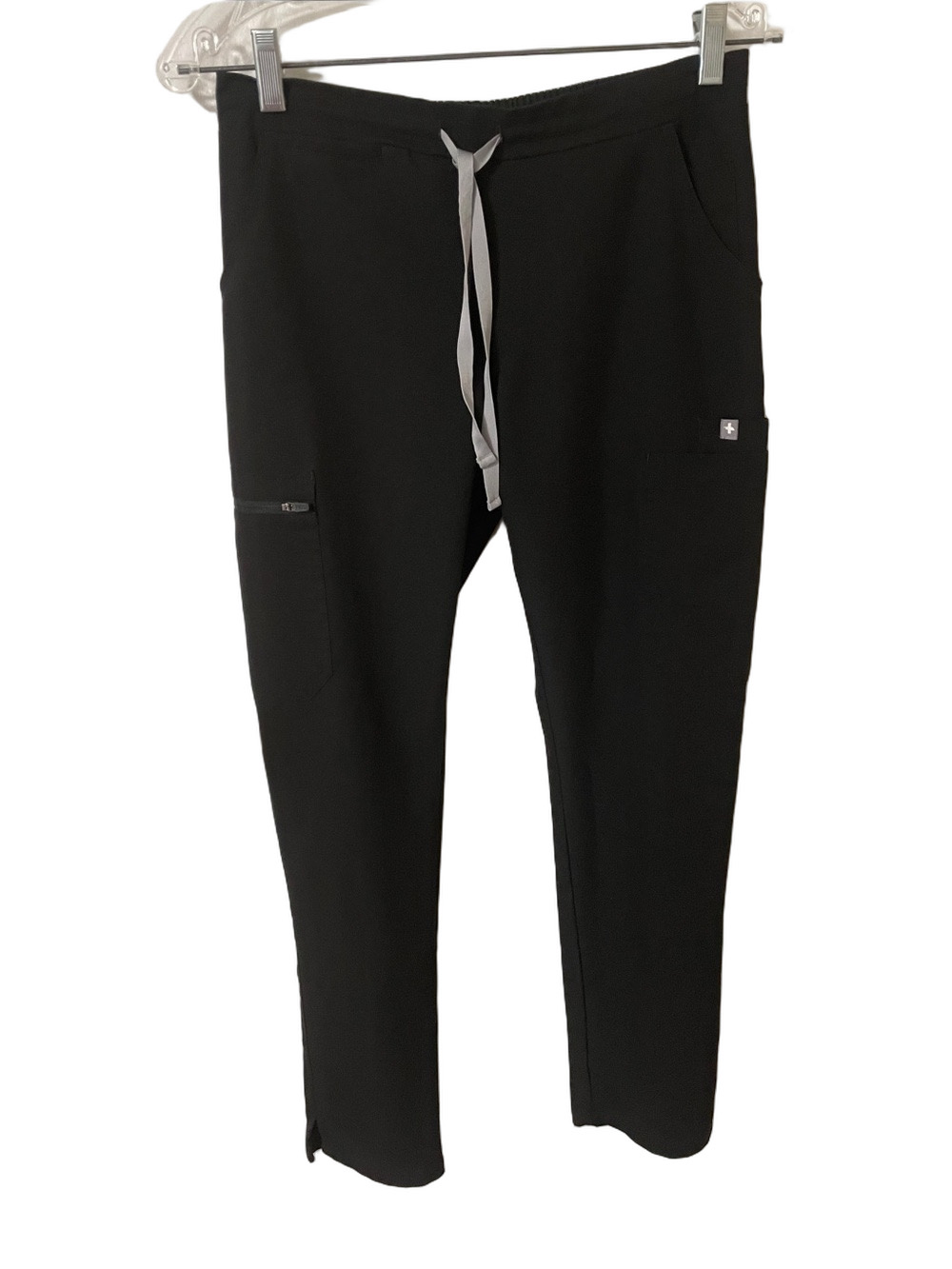 Figs Black Drawstring Scrub Pants with Gray Tie Size XS